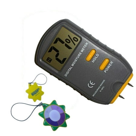 HQRP Wood Moisture Meter / Tester 2-pin Probe for Humidity / Dryness Measurement of Building Materials / Furniture + HQRP UV