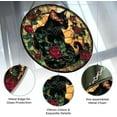 thumbnail image 2 of Roses Black Cat Gothic Stained Glass Window Hanging Suncatcher Glass Panel with Metal Chain Sun Catchers Wall Art Home Decor Gift for Women Mother's Day, 2 of 6