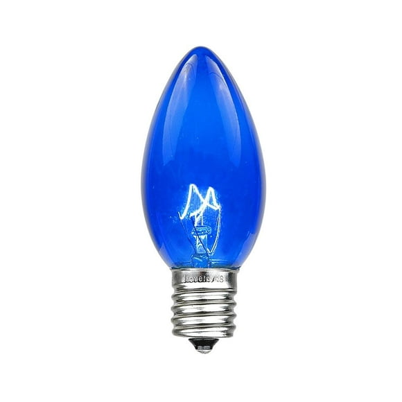 Novelty Lights Incandescent Christmas Replacement Bulbs - Indoor/Outdoor Individual Bulbs for Christmas Tree, Display, & More - C9/E17 Intermediate Base, 7 Watt Lights (Blue, 25 Pack)