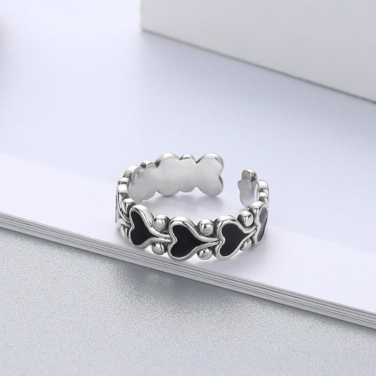 Punk Gothic Heart Ring Set for Women