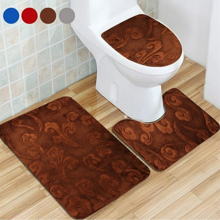 7 Patterns Bathroom Rug Set Luxury Soft Bath Mat Countour Pedestal