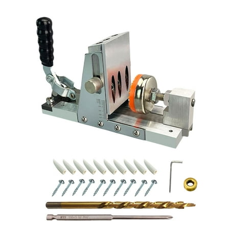 

Pocket Hole Jig Kits Metal Screw Jig Easy to Use Lightweight Durable Dowel Jig Kits Hole Drill Guide Jig for Hobbyists Joinery Pros Hardwood white