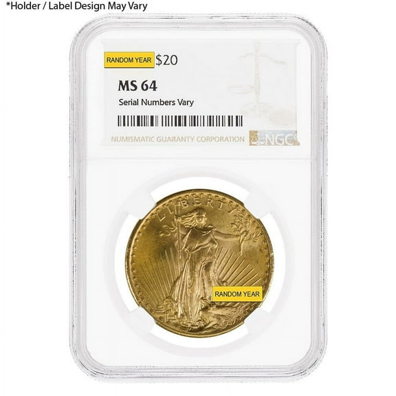 $20 Gold Double Eagle Saint Gaudens NGC MS 64 (Random Year)