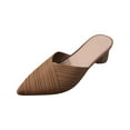 thumbnail image 2 of Earmouse Women's Closed Pointed Toe Chunky Heel Mules Fashion Striped Upper Comfortable Casual Sandals-Brown-39,Pointed Toe Mule,Low Heel Mules,Closed Toe Mules for Women, 2 of 5