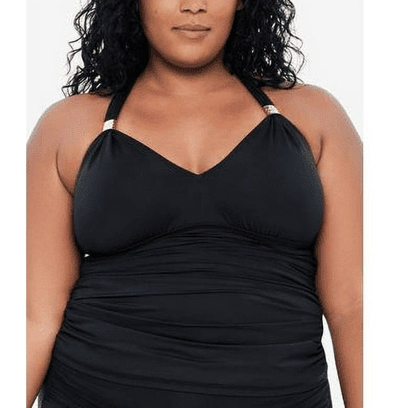 Lauren Ralph Lauren Women's Plus Size Beach Club Tankini Top Black