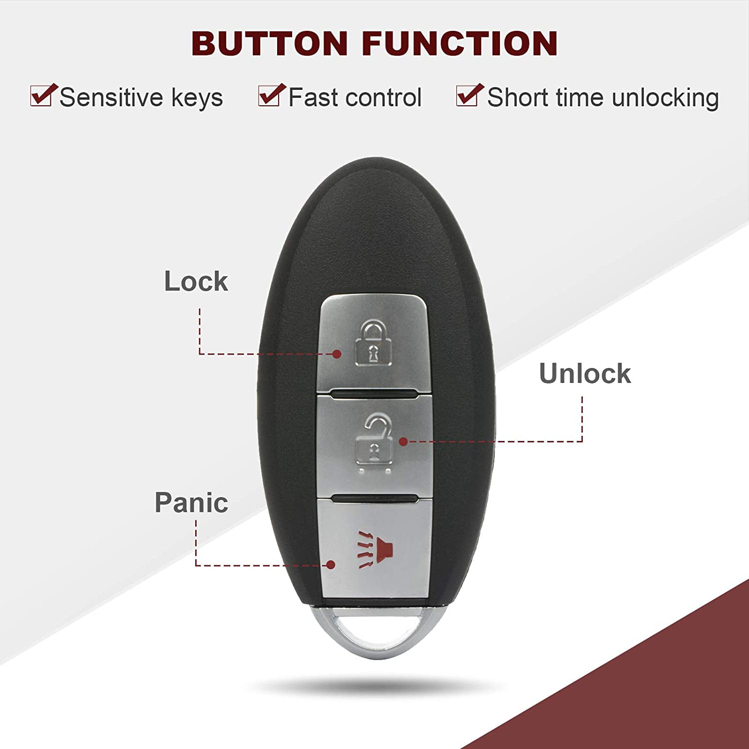 Solid Keys USA FCC-Certified Aftermarket Nissan 4-Button Keyless Entry Smart Key 