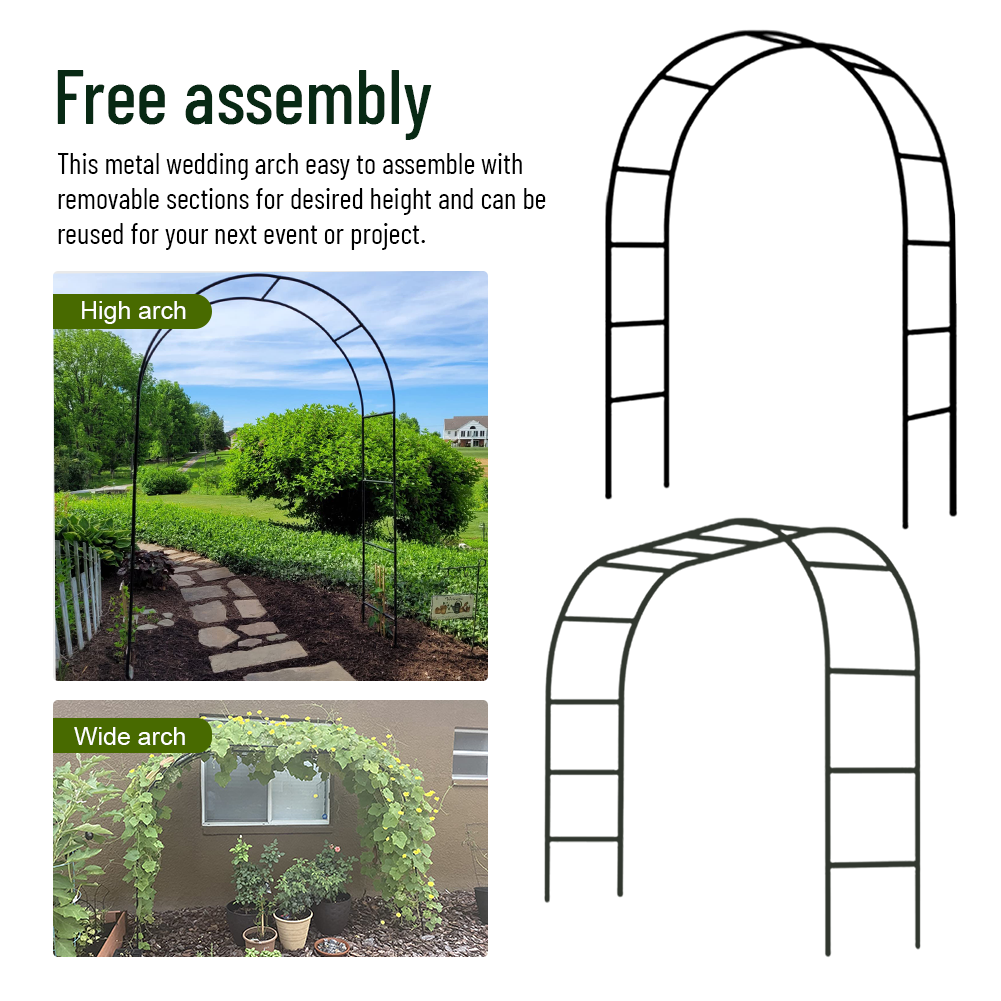 ZS 7.9 ft Wedding Arch Metal Garden Arch Trellis for Climbing Plants ...