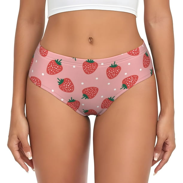 Fotbe Strawberries Calzones Estampados para Mujer – Ropa Interior de Algodón, Cómoda, Suave y Elástica-Small