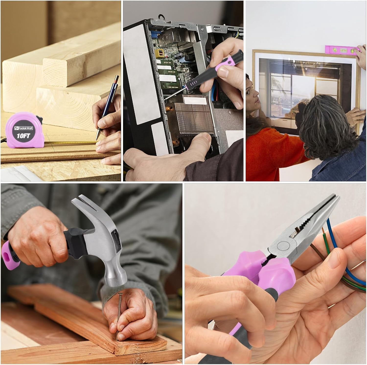 40pcs Pink Cordless Electric Drill, 3.6V Cordless Power Screwdriver Kit for Home DIY, Repairs, and Assemblies