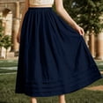 thumbnail image 7 of QATAINLAV Womens Maxi Skirts Summer Boho Flowy Tiered Casual Elastic High Waisted Long Skirts with Pockets Beach Vacation Clothes Navy XL, 7 of 7