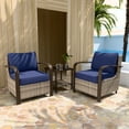 thumbnail image 6 of EAGLE PEAK Coastal Vista 3PCS Outdoor Chair Set with Side Table,Patio Wicker Rattan Conversation Set,w/ Blue Cushion, 6 of 8