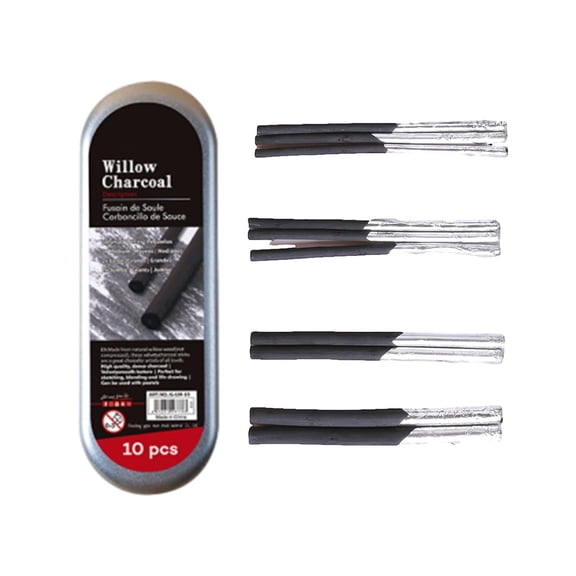 ANNECOSK Willow Charcoal Sticks for Drawing and Sketching, 10-Piece Set