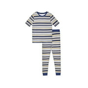 Sleep On It Boys 2-Piece Super Soft Jersey Snug Fit Pajama Set for Boys - Blue Stripes, Size 4