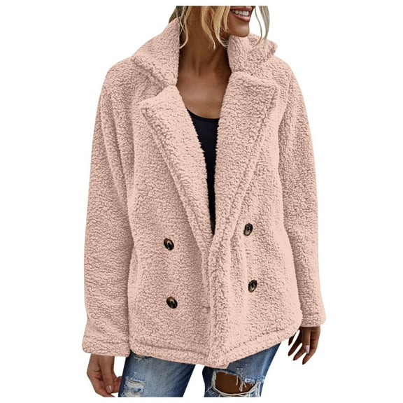 Women's Jacket Winter Warm Button Front Coat Casual Outerwear Soft Comfortable Lightweight Pockets Stylish