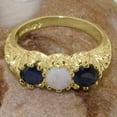 thumbnail image 5 of LBG British Made 10k Yellow Gold Real Genuine Opal & Sapphire Womens Promise Ring - 33 size options - Size 8.25, 5 of 7