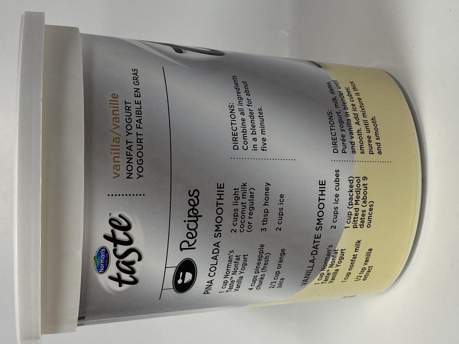 Norman's Taste Yogurt Vanilla Non Fat 2Lbs BIG