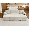 thumbnail image 3 of CHIC HOUSE 101" Modular Sofa with Pull Out Bed,Corduroy Sectional Convertible U-Shaped Sleeper with Storage Ottoman,8 Seater Reversible Chaise Couches,Beige, 3 of 7