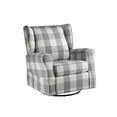 thumbnail image 3 of Swivel Accent Chair Glider Chair, Upholstered Armchair Lounge Chair with Widened Backrest, Padded Cusions and Metel Base, for Living Room, Bedroom, Apartment, Grey and White Plaid Design, 3 of 6
