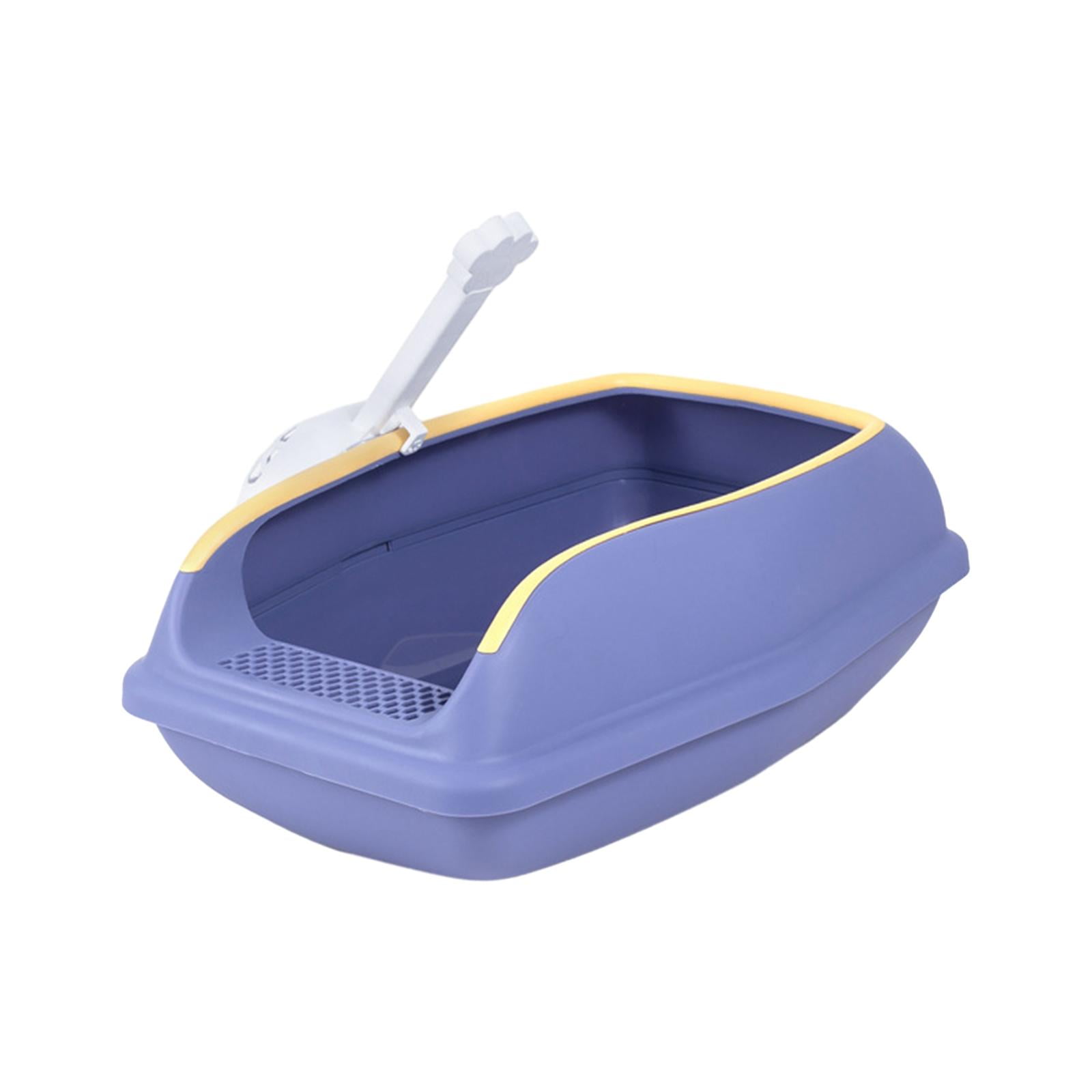 perfeclan Cat Bedpan Portable with High Side itter Container Semi Closed Easy to Clean Kitty Litter Pan for Indoor Cats L Violet
