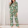 thumbnail image 2 of Hirioo Colorful Hawaii Palms for Women's Pajama Sets 2 Piece Pjs Women's Long-Sleeved Pajama Set Button Down Sleepwear,S-XXL-X-Large, 2 of 7