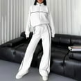 thumbnail image 2 of Cotton Tracksuits Womens 2 Piece Fall Winter Sports Outfits Full Zip Sweatshirt Wide Leg Sweatpant Set Retro Sweatsuit (XL, White), 2 of 7
