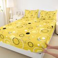 thumbnail image 5 of Manfei Cute Geometric Star Queen Sheets, Circular Dot Queen Sheet Sets, Yellow Black White, Colorful Stars Reversible 4 Pieces1 Flat Sheet + 1 Fitted Sheet + 2 Pillowcases, 5 of 6
