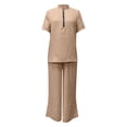 thumbnail image 5 of Womens Lounge Sweat Set Sweatsuits 2 Piece Sets Oversized Half Zip Tops and Wide Leg Pants Loose Fit Elegant Trendy Office Work Beach Travel Outfit, Khaki L, 5 of 7