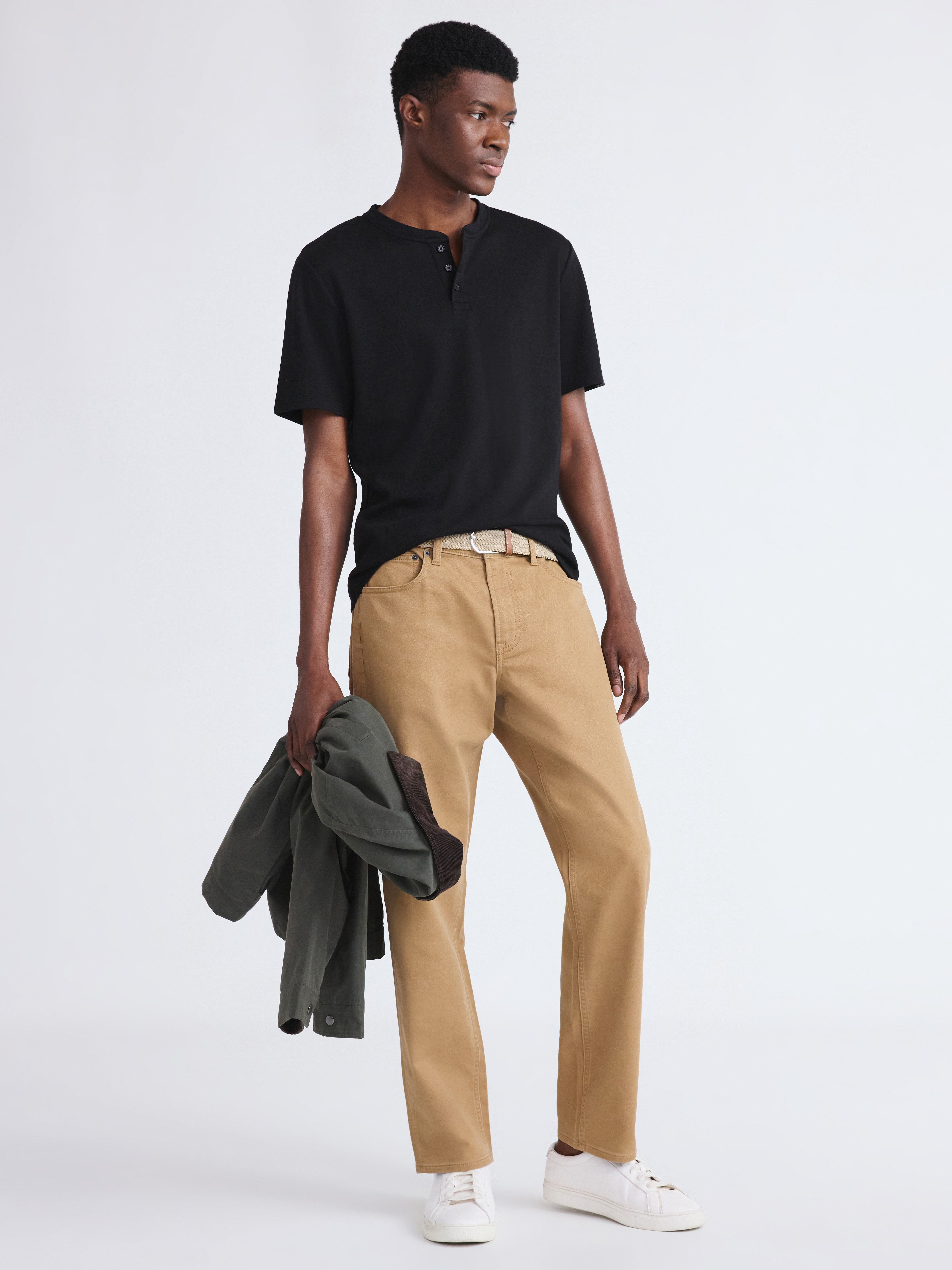 Free Assembly Men's Cotton Henley Shirt with Short Sleeves, Sizes XS-3XL