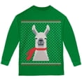 thumbnail image 1 of Ugly Christmas Sweater Big Llama Green Youth Long Sleeve T-Shirt, 1 of 1