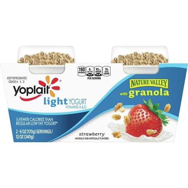 Yoplait Light Yogurt, Granola Strawberry, 2 ct, 12 oz
