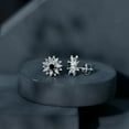 thumbnail image 5 of Rosec Jewels 1/4 CT Floral Stud Earrings with Black Diamond and Diamond, 14K White Gold, 5 of 9