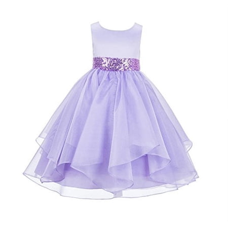 Ekidsbridal Asymmetric Ruffled Organza Sequin Flower Girl Dress Birthday Evening Formal Gown 012S 8