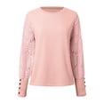 thumbnail image 4 of Womens Long Sleeve Lace T Shirts Crewneck 2026 Fashion Tops Casual Y2K Spring Tees, 4 of 8