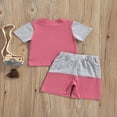 thumbnail image 4 of Childrens T-shirt and Shorts Set Fashion Color Stitching Short Sleeve Tops and Short Pants, 4 of 7