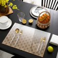 thumbnail image 3 of Brown Moroccan Abstract Placemats Set of 4, Geometric Gradient Modern Art Placemats for Dining Table, Place Mats for Kitchen Tabletop, Waterproof Wipeable Dining Table Mats Set, 3 of 9