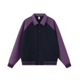 thumbnail image 1 of Heavyweight 380g color-blocked lapel baseball jacket, unisex, autumn/winter preppy style, loose casual button-down cardigan., 1 of 4