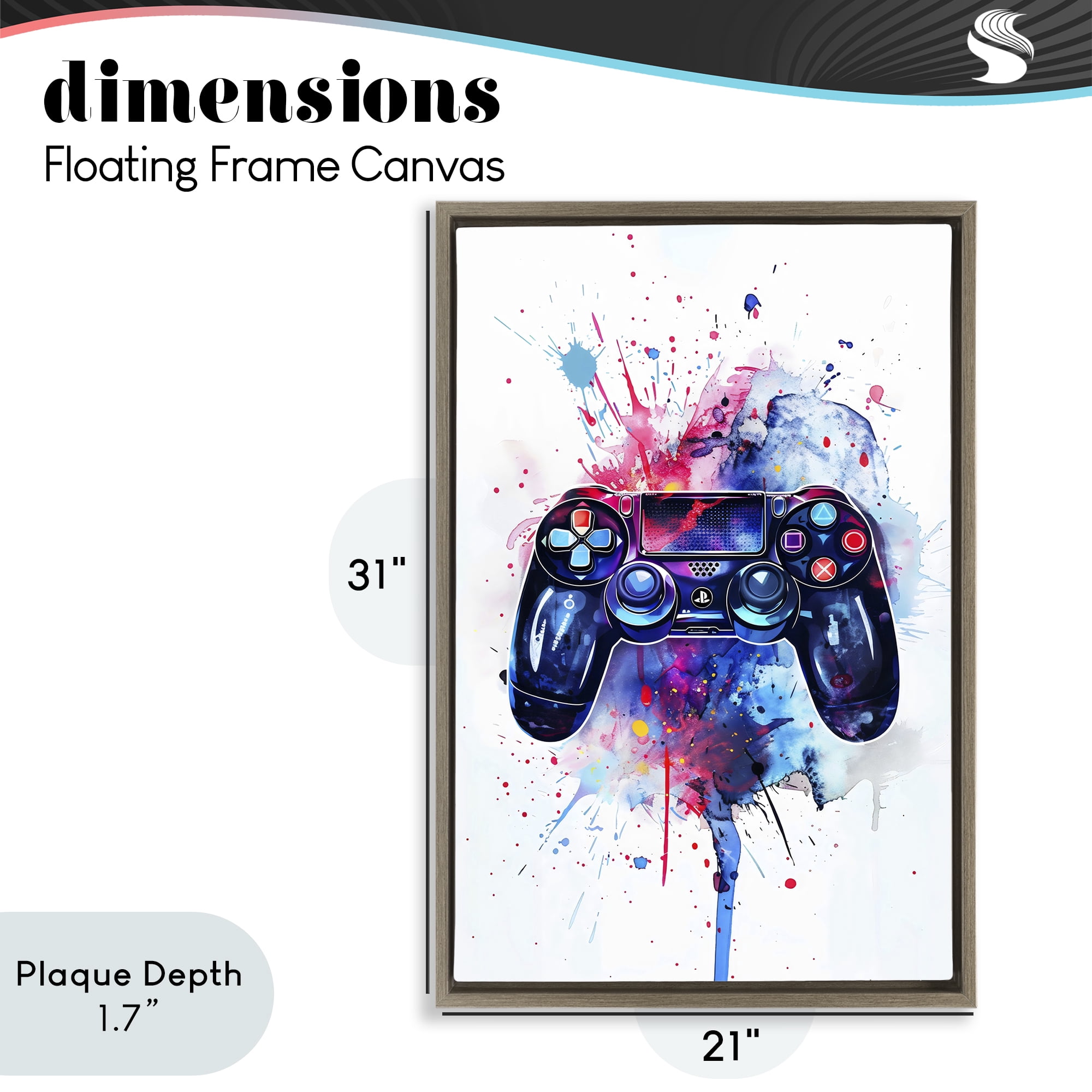 Stupell Industries Burst of Color Controller Brown Framed Floater Canvas Wall Art, design by Creative Studio