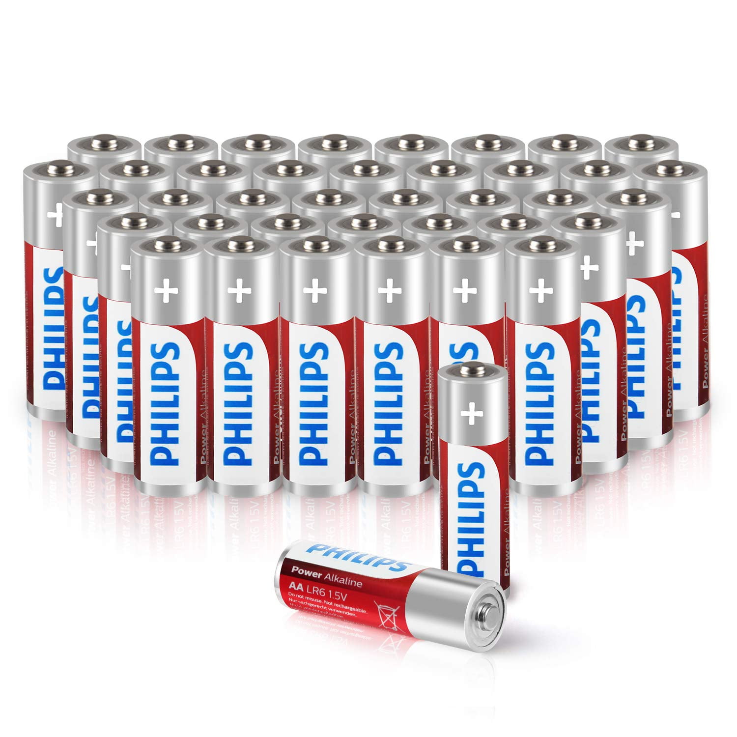 Philips AA Batteries, 40Pack 1.5V 2500mAh High Performance Non