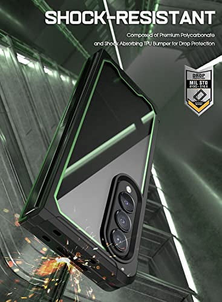 Poetic Guardian Case for Samsung Galaxy Z Fold 4, Clear Case with Built-in Screen Protector, Green/ Clear