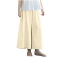 thumbnail image 3 of BXINGOHAI Kids Girls High Waist Wide Leg School Uniform Pants White 14 Years, 3 of 7