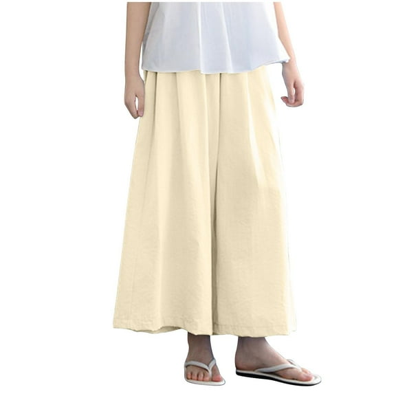 zbxnLI Girls Wide Leg Pants 3-15 Years High Elastic Waist Lounge Pants Solid Color Pants with Pockets