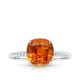 thumbnail image 4 of Rosec Jewels Created Orange Sapphire Solitaire Ring with Diamond - 8 mm - AAAA Grade, 925 Sterling Silver, US 10.50, 4 of 9