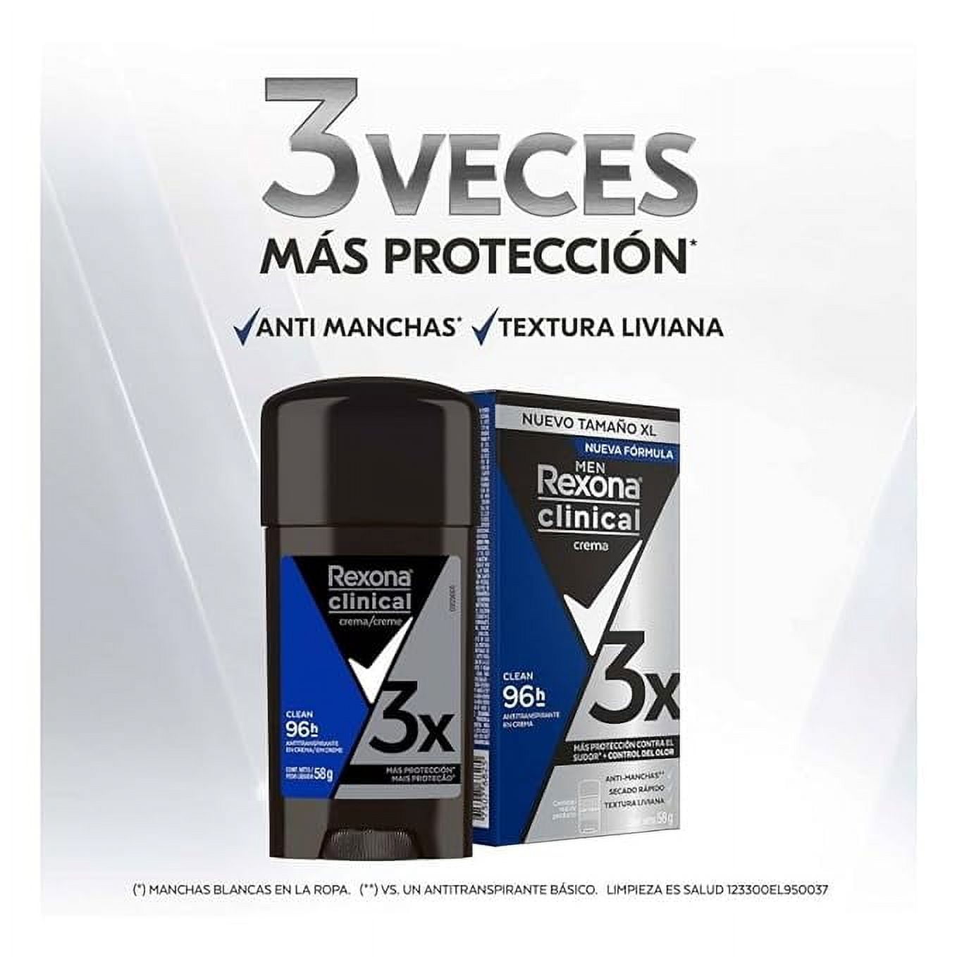 Rexona Clinical Men's Deodorant Cream, Antitranspirante Clean, 58