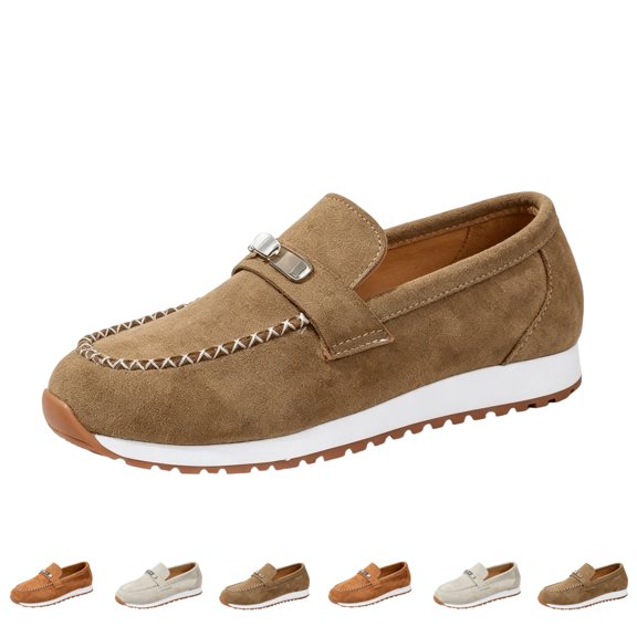IEMIEMIEM Women's Loafers Comfortable Soft Slip-On Flat Work Shoes Casual Penny Loafers Lady Non Slip Walking Dress Shoes Khaki 6.5 Wide