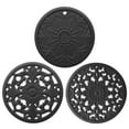 thumbnail image 2 of Trivet Mat Set with 3 Carved Patterns Hot Pot Hot Pads, Xinsrenus Under $5! Trivet Mat Set with, 2 of 6