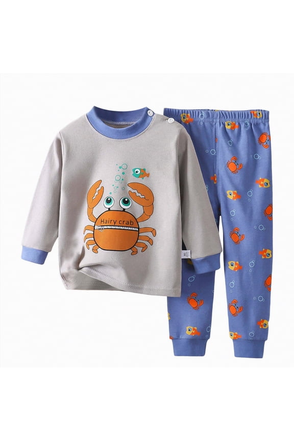 Toddler Boys Dailywear Outfits Set 2-piece Pajamas Sleepwear Pjs for Baby Boys Spring Fall Winter Kids Loungewear Set(Grey,2-3 Years)