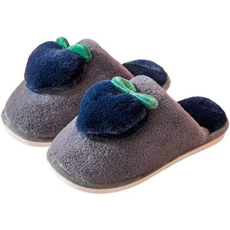 

PIKADINGNIS Women Men Fluffy Faux Fur Plush Warm Soft House Slippers Fashion Cute Peach Heart Fuzzy Indoor House Shoes Winter Fall