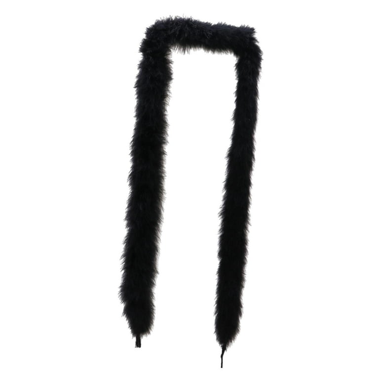 Artificial Turkey Wool Strips Furry Fuzzy Sewing Decorative Soft Faux Fake Feather Strips for Clothing Costume Craft Black, Size: 200cmx6cmx8cm