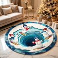 thumbnail image 4 of 3D Optical Illusion Christmas Round Rug, Non-Slip Washable Carpet with Snowman Ice Pond Print for Living Room, Bedroom and Entryway Holiday Decor, 19.69 Inch, 4 of 8