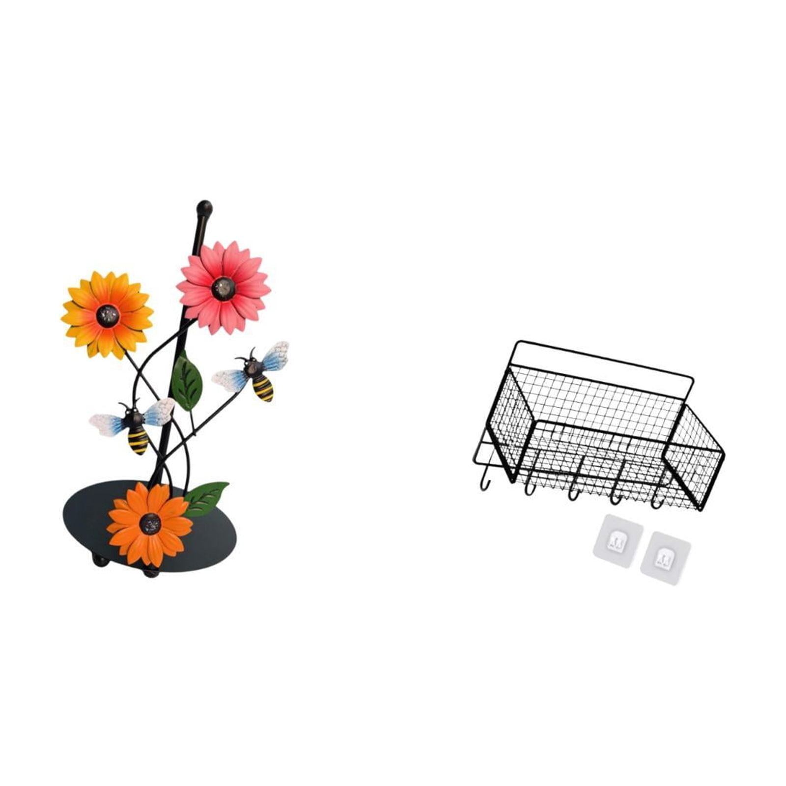 Fiocias Toilet Paper Holder Paper Towel Holder Countertop Hanging Storage Basket Wall Organizer Metal Iron Antirust Weighted Base Suitable for Kitch